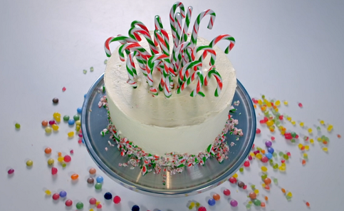 Juliet Sear’s candy cake forest Christmas hack on Beautiful Baking with
