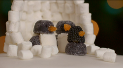 Kirstie Allsopp’s Penguin family made with sweets and marshmallows on Kirstie’s Hand ...