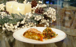 Sabrina Ghayour’s roast vegetable bastilla with a root vegetable salad on Saturday Kitchen