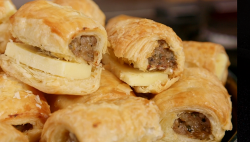 Nadia Sawalha breakfast sausage rolls with cheese on Nadia’s Family Feasts