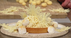 Paul A Young’s white chocolate bucks fizz tart with snowballs on Saturday Kitchen