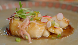 Jamie Oliver and Ant & Dec’s Japanese blackened cod dish on Jamie and Jimmy’s Friday Night Feast