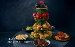 Elainea’s croque-en-brunch with a dumpling stack and poached lobster on Crazy Delicious