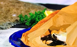 Cj Jackson’s steamed turbot en papillote with black-eyed beans, garlic and dulse on Sunday ...