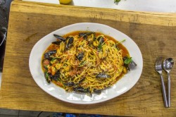 James Martin’s mussels with spaghetti and tomato sauce on James Martin’s Saturday Mo ...