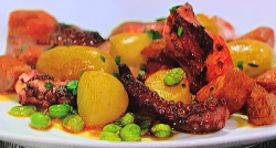 Simon Rimmer’s  charred octopus with potatoes, beans and chorizo on Sunday Brunch