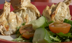 James  Drew’s pork sausage and apple parcels on Eat Well for Less?