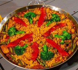 Henry’s dad paella recipe on Living on the Veg with (Bosh)