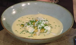 Matt Tebbutt’s cullen skink soup with smoked haddock and scallops on Saturday Kitchen