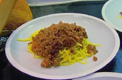 Dani Harmer’s spaghetti Beyonceness on Celebrity Come Dine With Me 2020