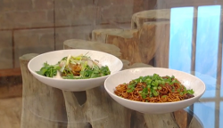 Ken Hom’s steamed fish with spicy noodles on Saturday Kitchen