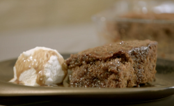 Ian and Henry (Bosh) vegan sticky toffee pudding with dates and oats milk on Living on the Veg