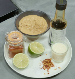 Ian and Henry (Bosh) tapenade hummus with black olive and roasted red peppers on Living on the Veg