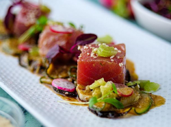 Simon Rimmer’s marinated tuna with fried courgettes and radish on Sunday Brunch