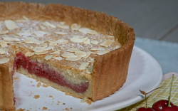 Ian and Henry (Bosh)’s Bakewell tart with raspberries and almond milk on Living On The Veg