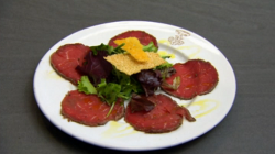 Anthea Turner’s beef carpaccio on Celebrity  Come Dine With Me 2020