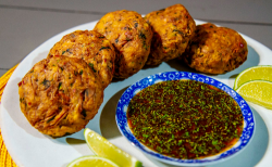 Ian and Henry (Bosh)’s Jackfruit Fishcakes with Thai-Tare sauce on Living On The Veg