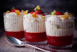 Simon Rimmer’s rhubarb fool with strawberry jelly on Sunday Brunch