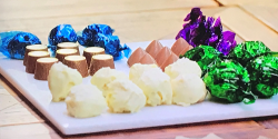 Harriet’s boozy chocolates with pina colada,  whisky and caramel flavours on The Hairy Bik ...