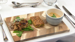 Dev’s jackfruit curry with chickpea and olive bread, and a mango and coconut yoghurt dip o ...