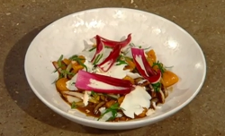 Danilo Cortellini’s sweet potato gnocchi with radicchio, parsley and ricotta on Saturday K ...