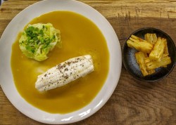 Lenny Carr-Roberts Dover sole with scallops, hispi cabbage and a chicken butter sauce on James M ...