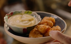 Nigella Lawson’s hot crispy coconut shrimp with a cool and smooth dipping sauce on Saturda ...