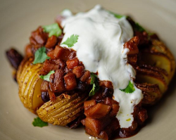 Tom Brown’s Squid Chilli with Hasselback Potatoes on Sunday Brunch