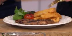 Alison O’Neil steak with British tea on This Morning