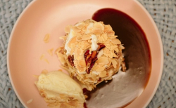 Suzie’s sticky toffee cake with almond ice cream on Best Home Cook 2020