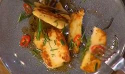 Anna and Brian ‘s caramelised halloumi cheese with rosemary and honey on Ready Steady Cook