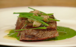 Brad Carter’s dairy beef with wheatgrass and bone marrow on Saturday Kitchen