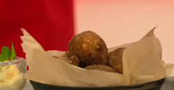 Anna and Brian’s cinnamon dusted doughnuts with lemon curd on Ready Steady Cook