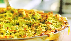 Jamie’s sweet pea fish pie with frozen spinach, salmon and white fish on Jamie: Keep Cooki ...