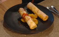 Glynn Purnell’s chocolate fondant filo parcels with pears and caramel sauce on Saturday Ki ...