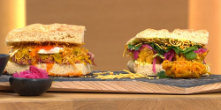 Max  Halley’s ham, egg and chips sandwich with mayo and piccalilli on This Morning