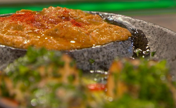 Akis and Gemma’s salmon with chickpea hummus on Ready Steady Cook