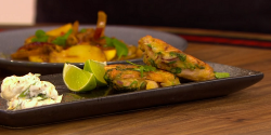 Romy and Rhesa’s jackfruit and butter beans croquettes with coconut yoghurt on Ready Steady Cook