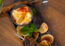 Akis and Jenny’s kebabs with a Greek yoghurt dip on Ready Steady Cook