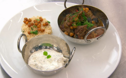 Emma’s lamb stew with aubergine, chick peas and rice on Masterchef 2020