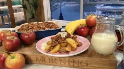 BOSH’s salted caramel apple crumble with dates, rolled oats and vegan custard on This Morning