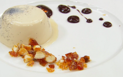 James’ affogato panna cotta with a salted caramel crumb and a bitter coffee liquor chocola ...