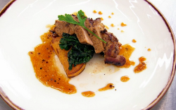 Sandie ‘s five spiced pork fillet with cabbage and cinnamon roasted butternut squash on Ma ...