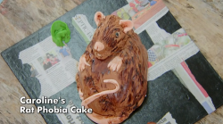 Caroline’s rat phobia’s cake  on The Great Celebrity Bake Off for Stand Up 2 cancer  ...