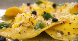 Amy’s lemon and goat’s cheese ravioli on Masterchef 2020