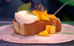 Anna’s sponge cake with Chantilly cream and mango salsa on The One Show Ten Minute challenge