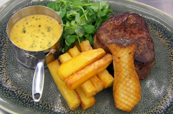 Jane’s steak and chips with mushrooms and Bearnaise sauce on Masterchef 2020