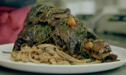 Roman’s Corsican wild boar with chestnut flour pasta on Ainsley’s Mediterranean Cookbook