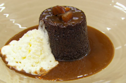 Thomas’ sticky toffee pudding with butterscotch sauce and yoghurt Chantilly on Masterchef 2020