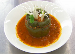 Sahar’s Persian stuffed bell pepper with beef mince in a spicy tomato sauce on Masterchef 2020